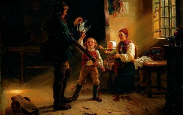 Returning home from the hunt Print